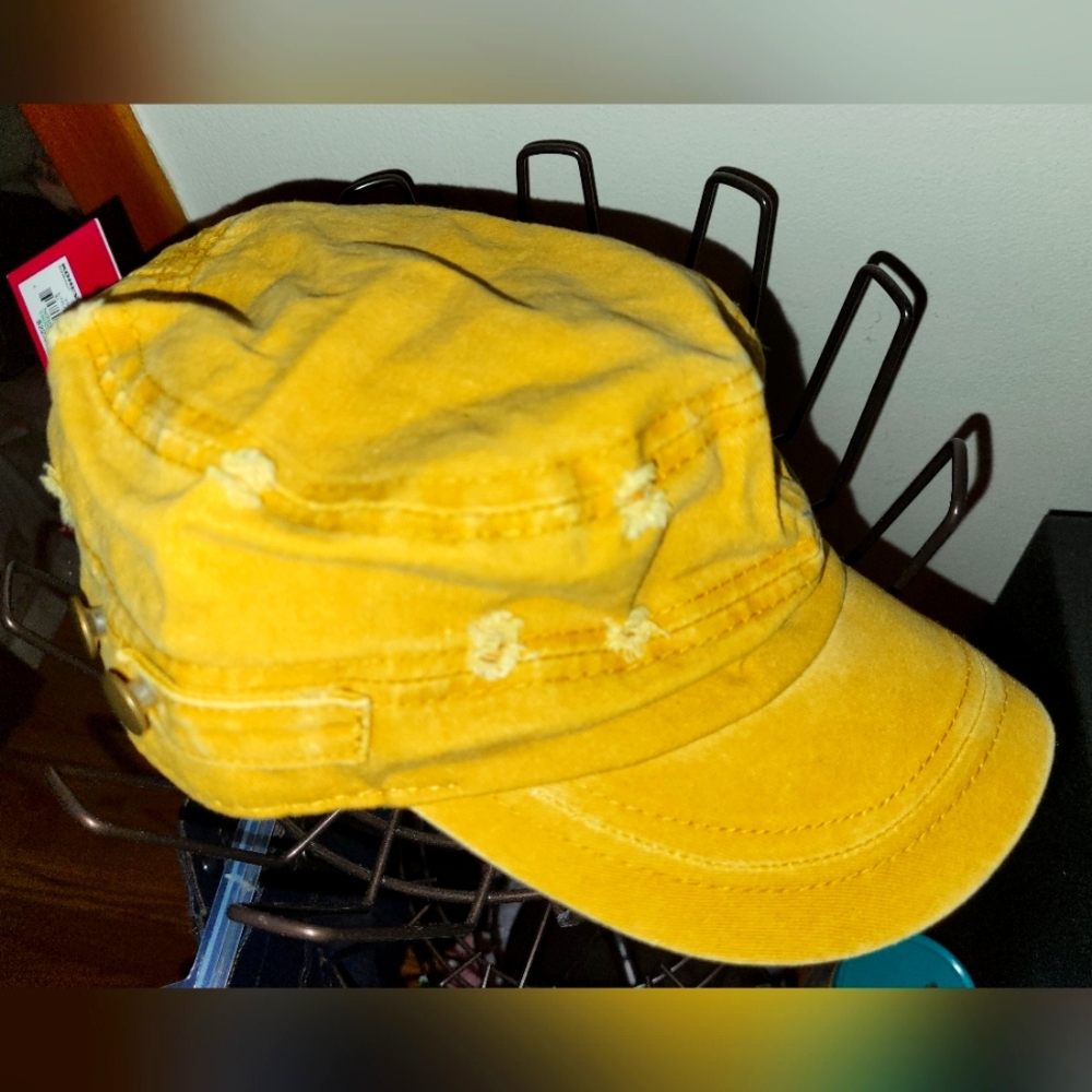 NWT SO Distressed Mustard Cadet Cap Hat, OS